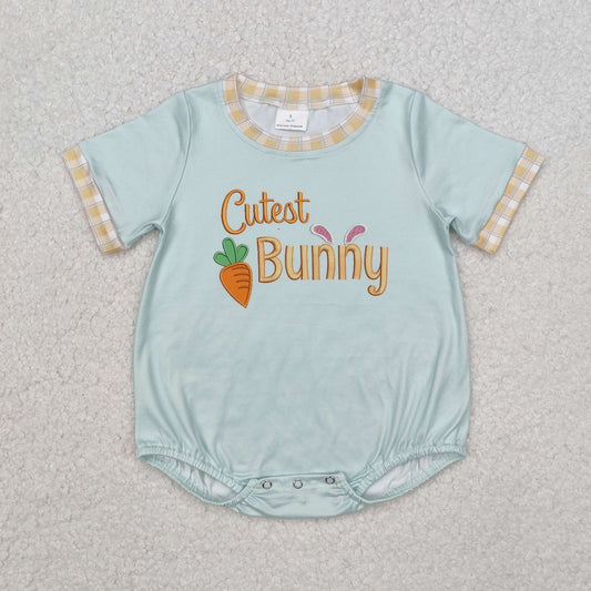 SR2198 Baby Girls green cute  bunny short sleeve romper