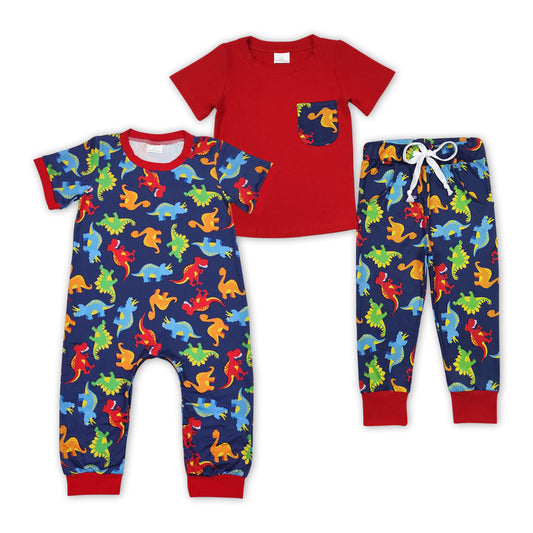 Matching Baby boys red dinosaur outfits clothing