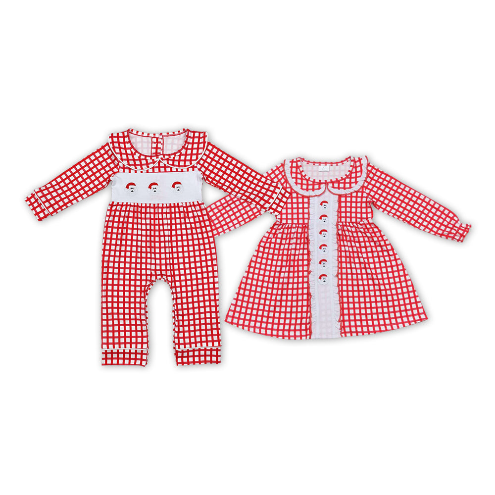 Matching Baby girls Christmas santa outfits embroidery clothing