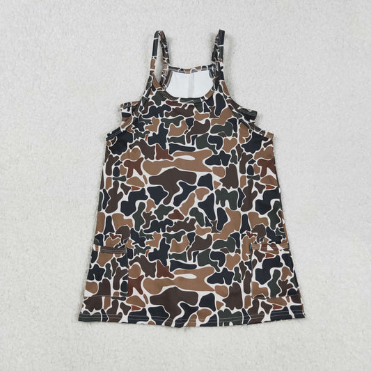 GSD2721 girls black brown camo slip Dress yoga
