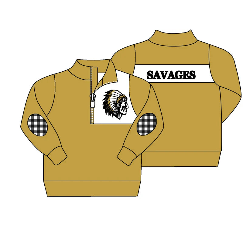 MOQ 3 Custom design baby boys team Savages Pullover