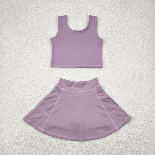 GSD1980 baby girls purple sleeveless dress outfits Yoga