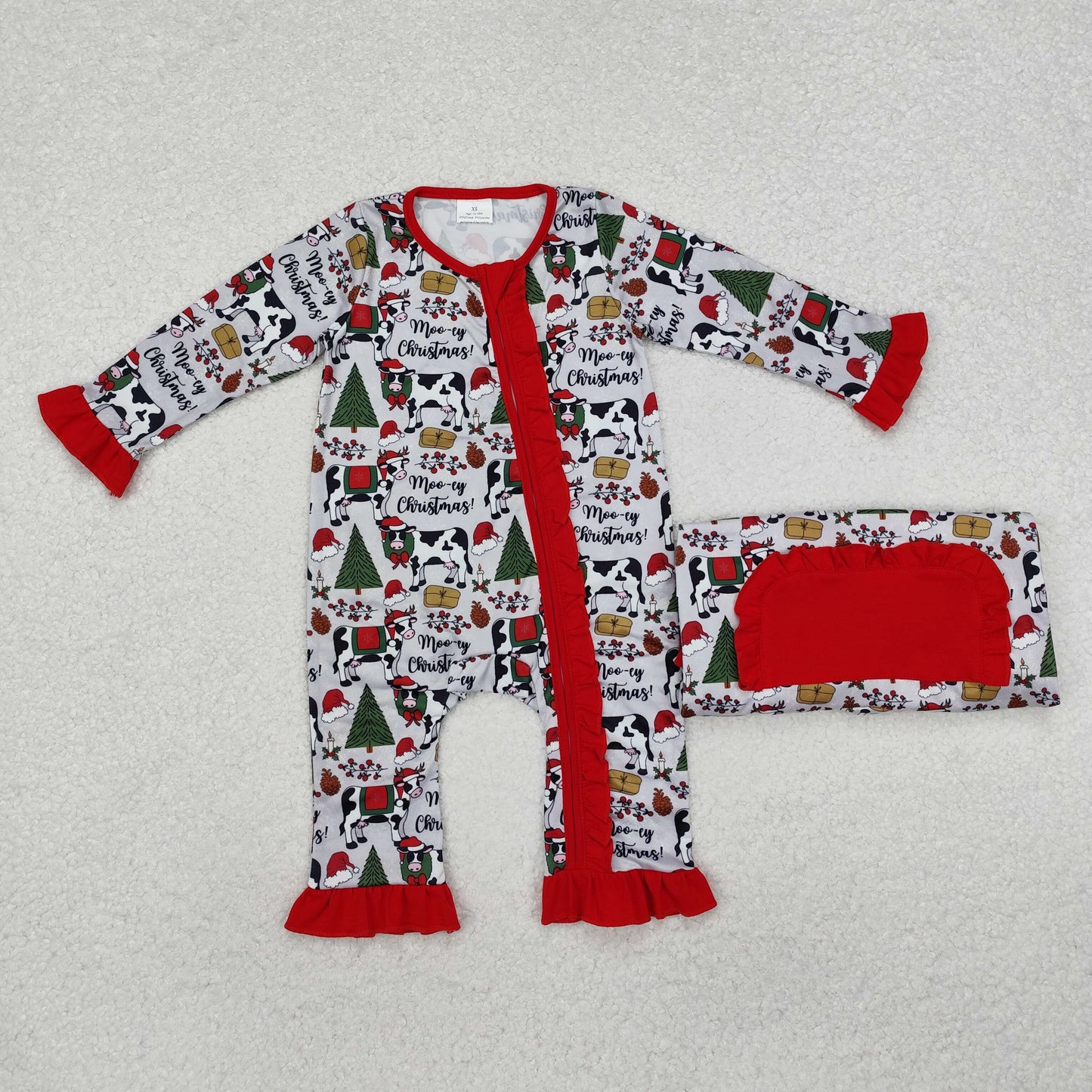 LR1074 Baby girls Christmas zipper romper