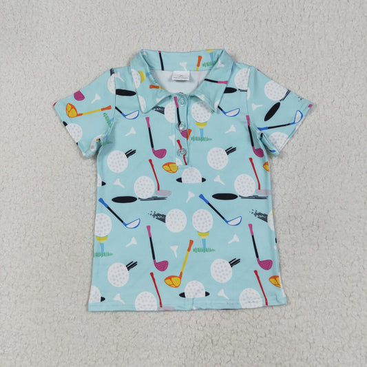 BT1234 baby boys blue short sleeve golf shirt top
