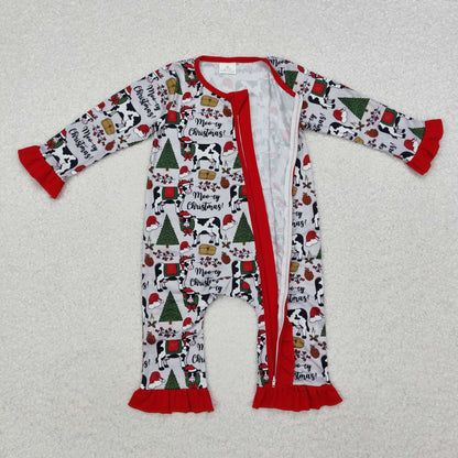 LR1074 Baby girls Christmas zipper romper