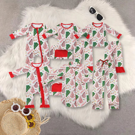 Family Matching Adult Baby girls boys Christmas tree outfits bamboo