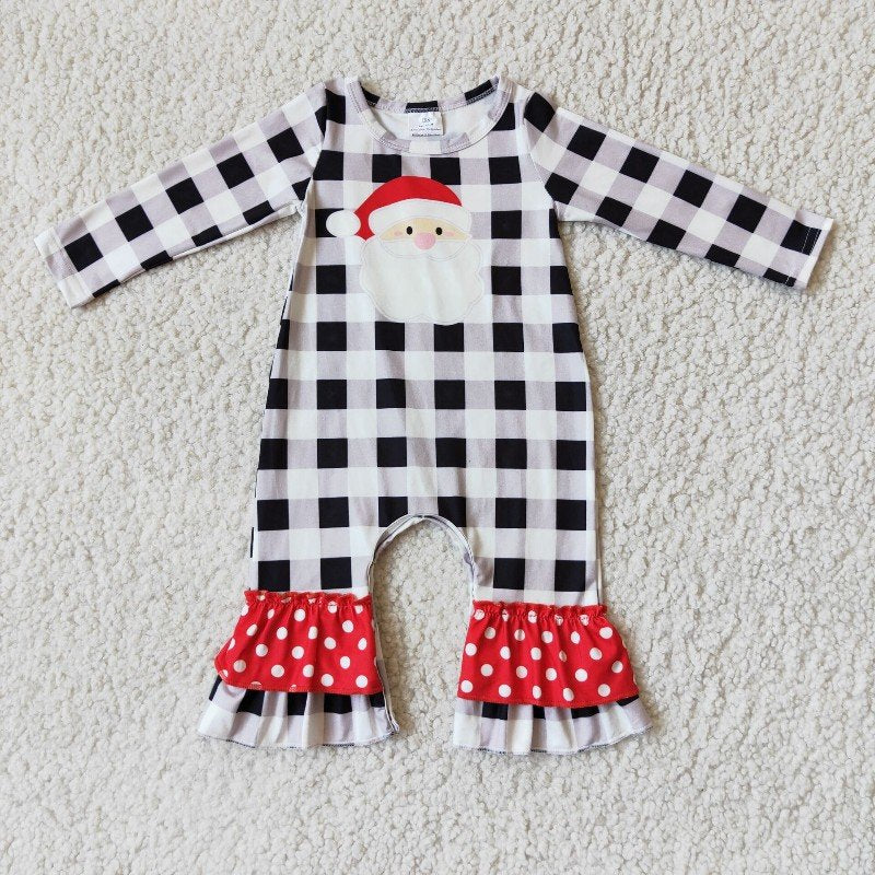 2.99  Matching Baby girls boys Christmas Santa checkered romper