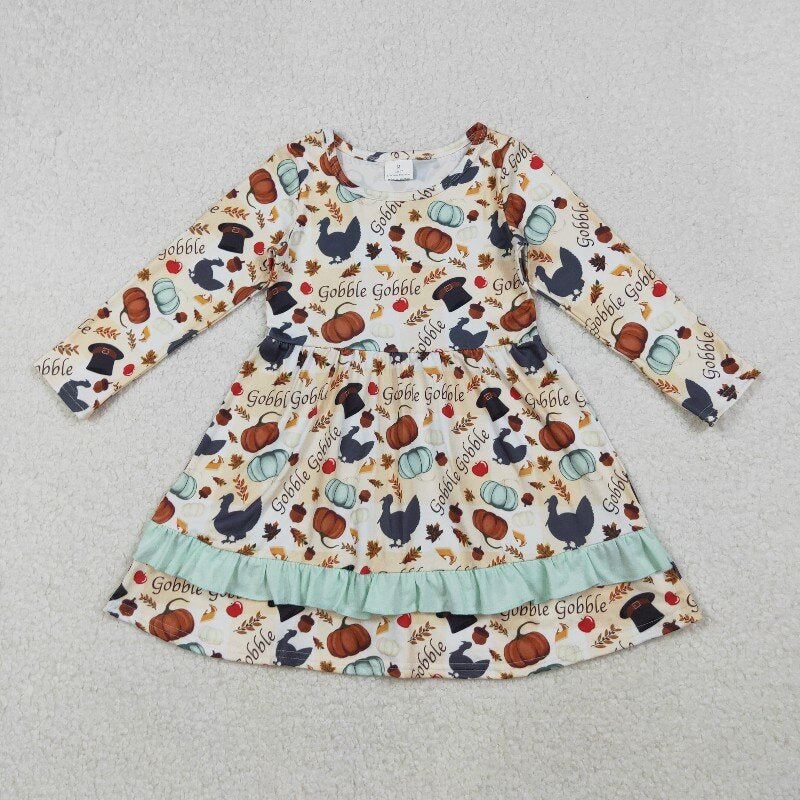 GLD0789 baby Girls turkey gobble Dress