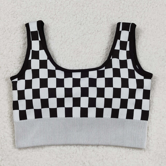 GT1189 Adult women black checkered vest top