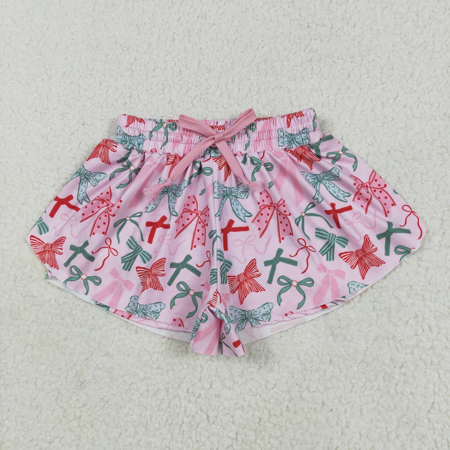 SS0578 boys pink green bow shorts