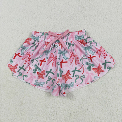 SS0578 boys pink green bow shorts