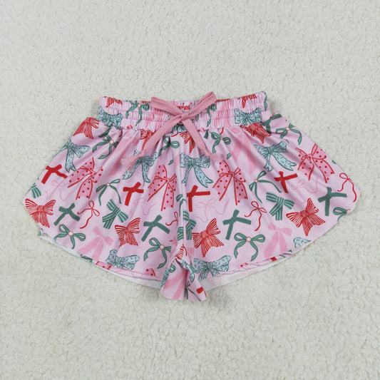SS0578 boys pink green bow shorts