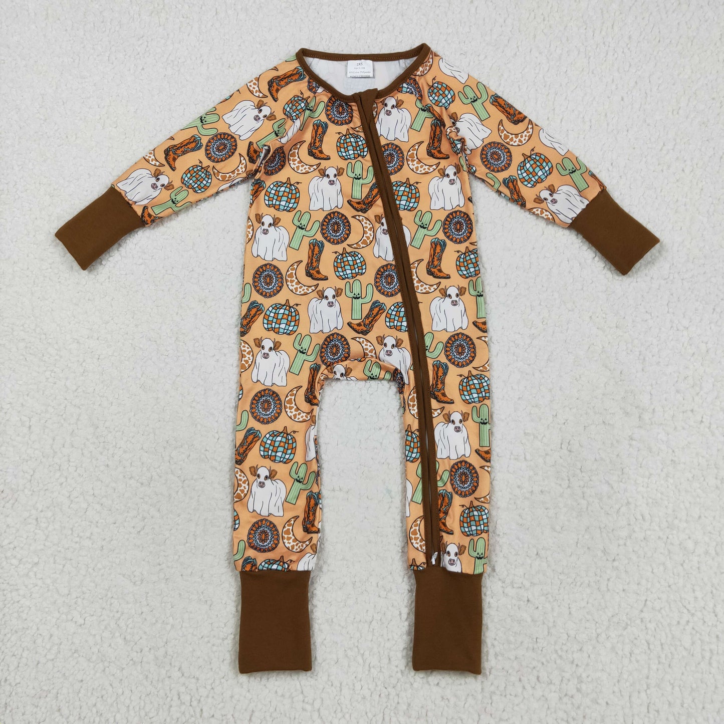 LR2463 baby boot cactus zipper brown romper