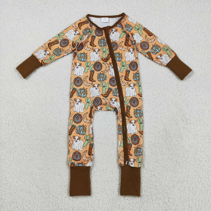 LR2463 baby boot cactus zipper brown romper