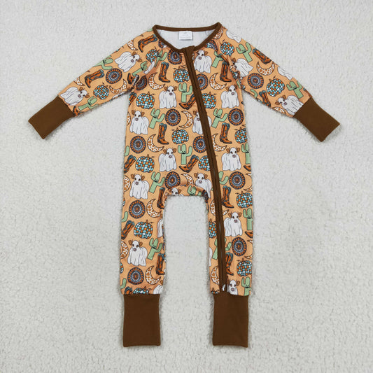 LR2463 baby boot cactus zipper brown romper