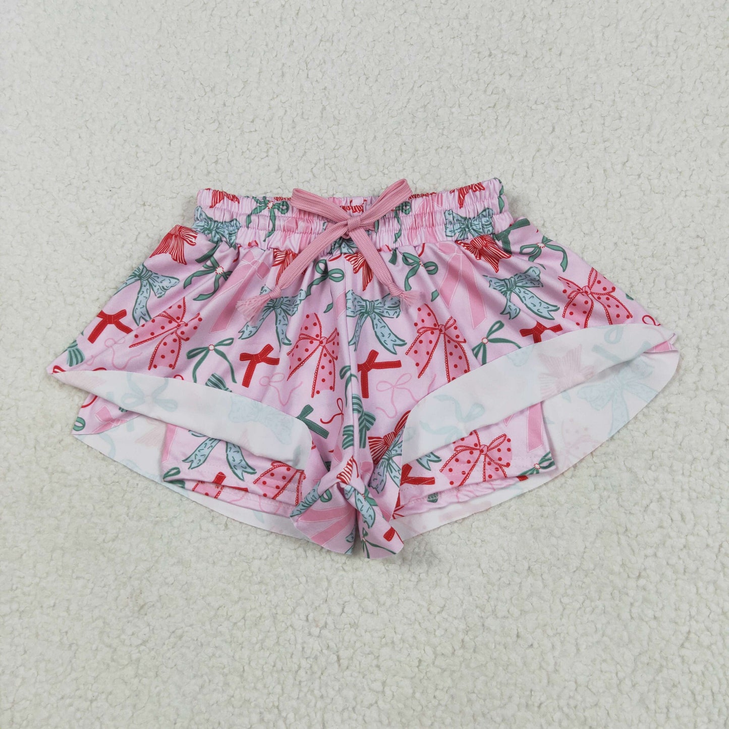 SS0578 boys pink green bow shorts