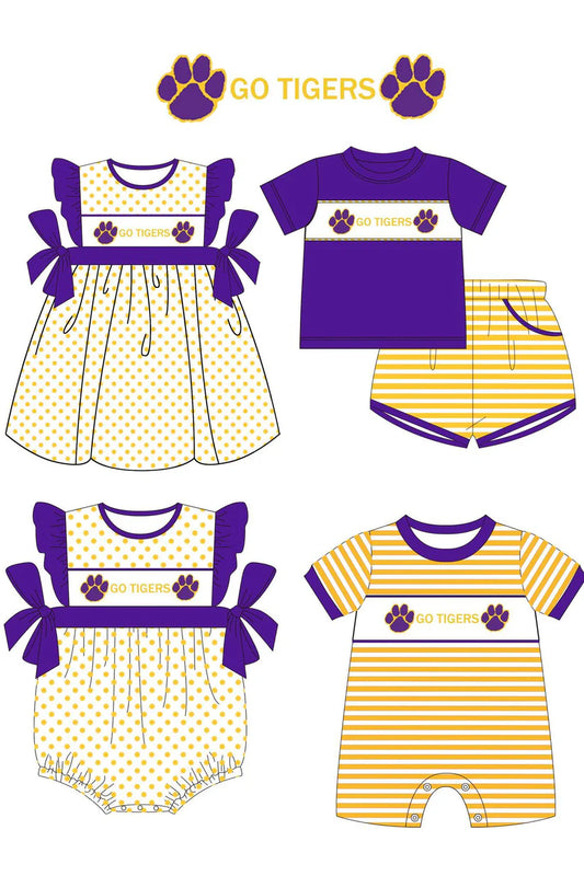MOQ 3 team Sister Clothes GO TIGERS PURPLE SETS