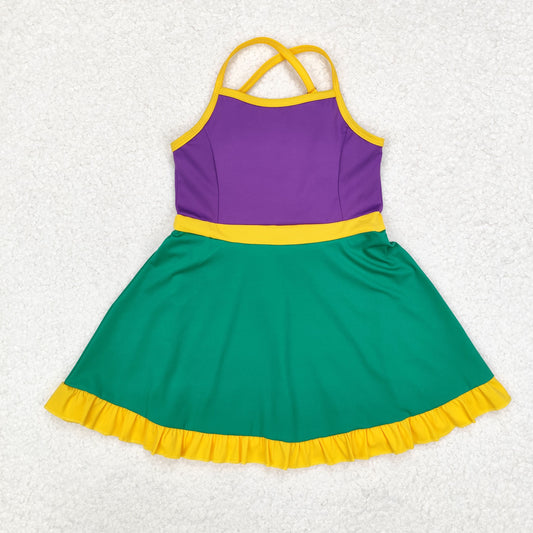 GSD1431 Girls purple green yoga Dress