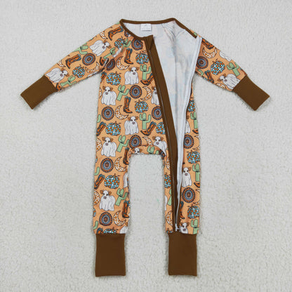 LR2463 baby boot cactus zipper brown romper