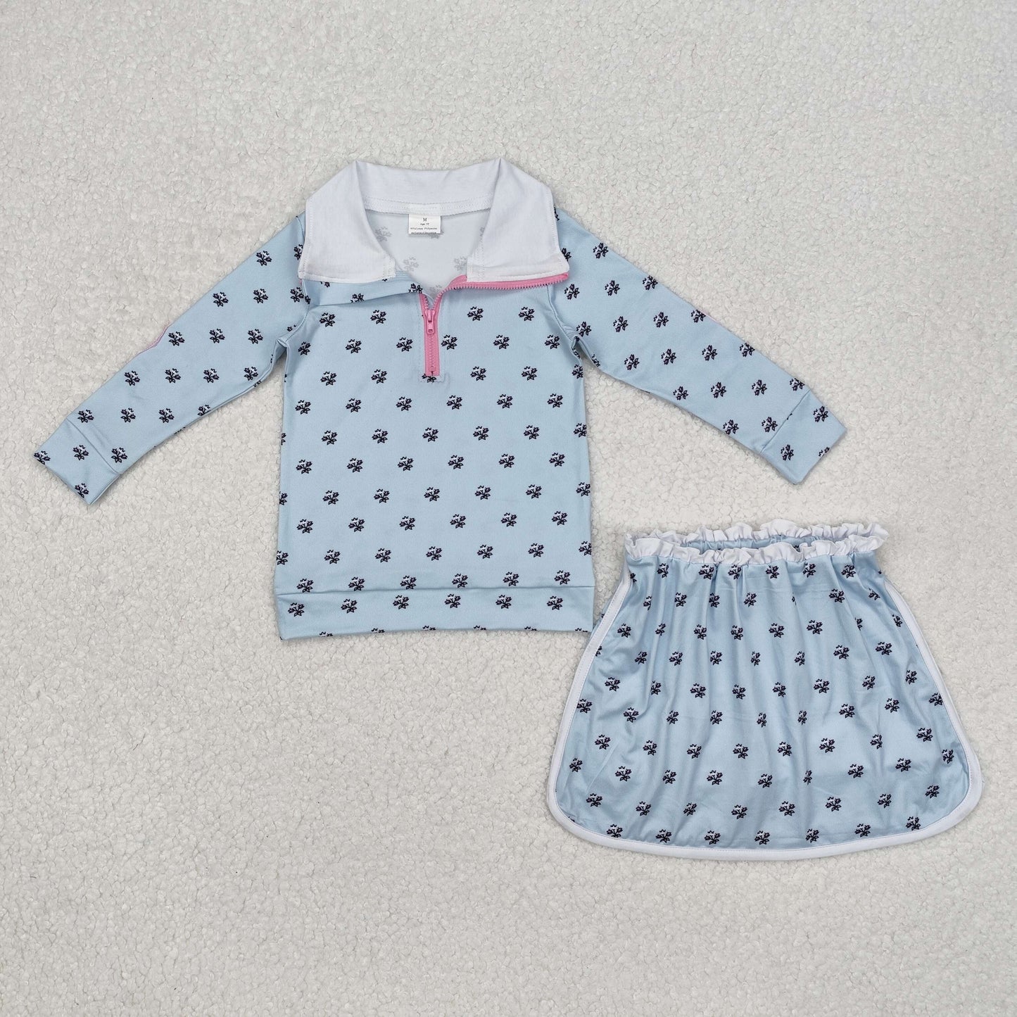 GLD0972 blue flowers zipper girl outfits