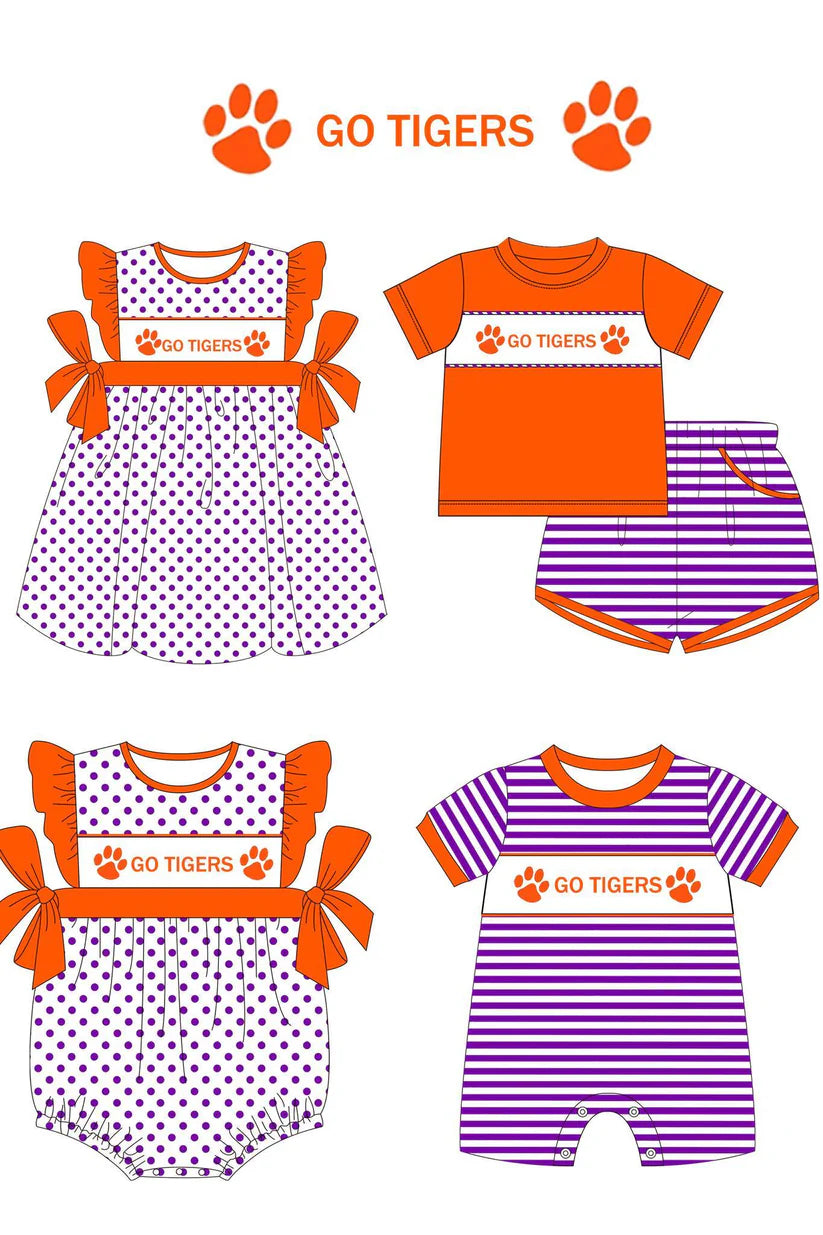 MOQ 3 team TIGERS ORANGE COLOR SETS AND ROMPER