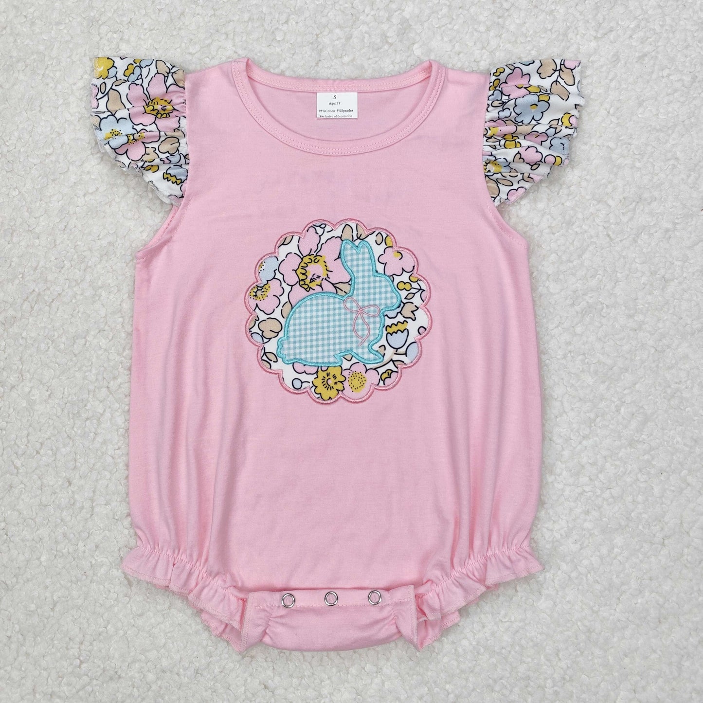 SR2054 Baby girls Easter bunny romper embroidery