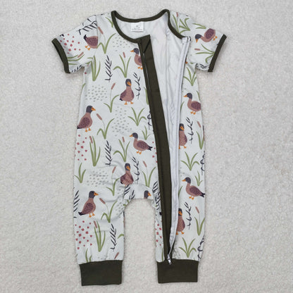 SR2086 Baby boys duck zipper romper