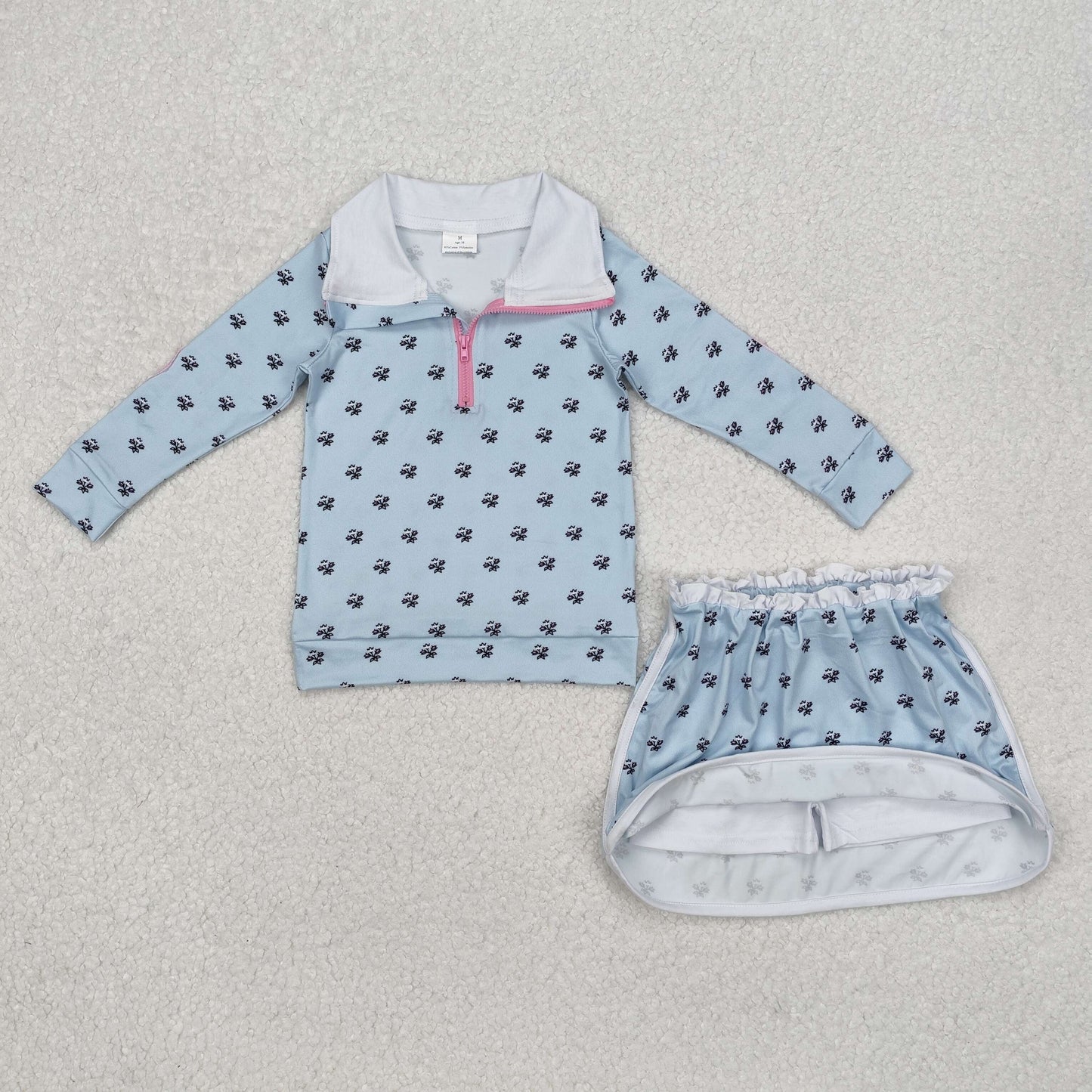 GLD0972 blue flowers zipper girl outfits
