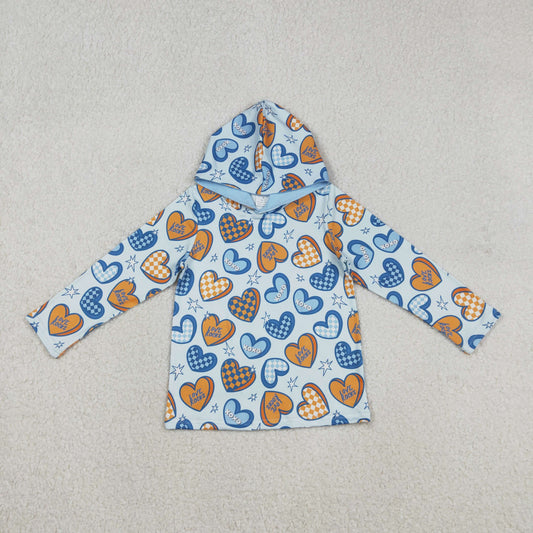 BT1510  baby boys Valentine's love blue long sleeve hooded  top