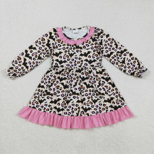 GLD1224 girls leopard long sleeve rose floral Dress