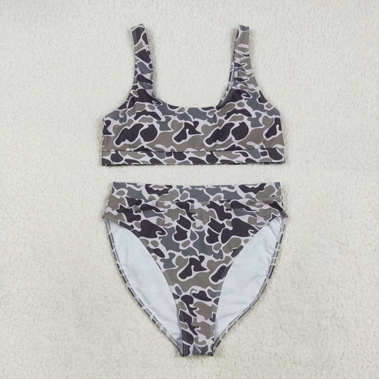 S0572 Adult grey brown camo swimsuit