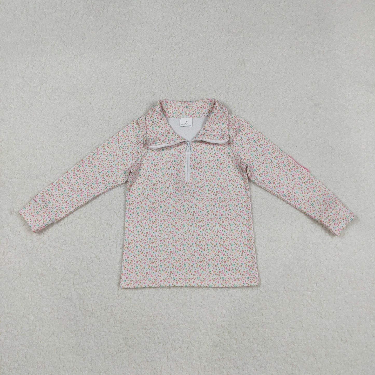 GT1145 baby girls flower pink hoodies zipper top
