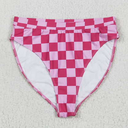 S0561 Adult women rose checkered swimsuit
