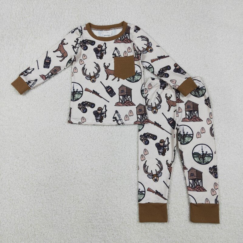 Matching Girls boys deer long pajamas