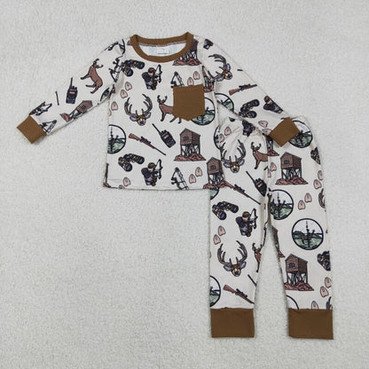 Matching Girls boys deer long pajamas