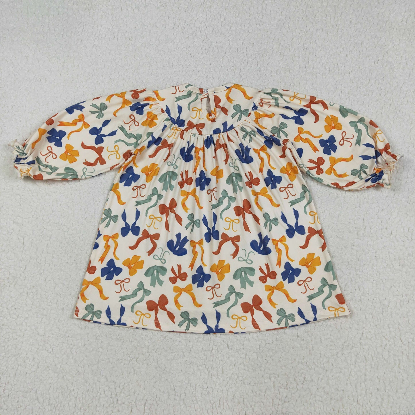 GLD1086 baby girls Thankful colorful bow dress  smocked