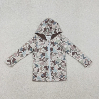 Family Matching Adult  Baby kids duck camo zipper hooded coat top