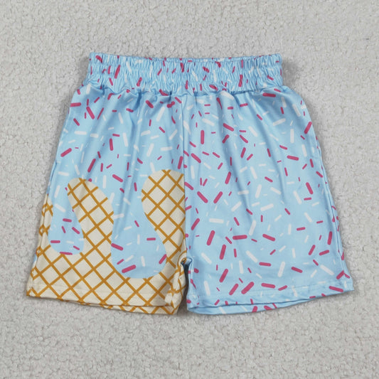 SS0635 baby boys  Ice cream waffles blue shorts