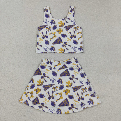 Matching RTS girls CHEER vest skirt outfits yoga