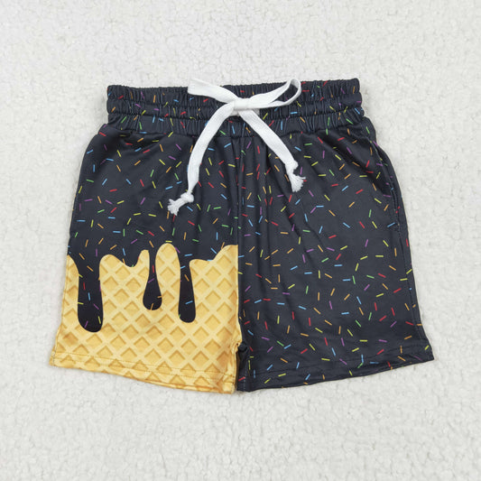 SS0624 baby boys black Waffle ice cream shorts