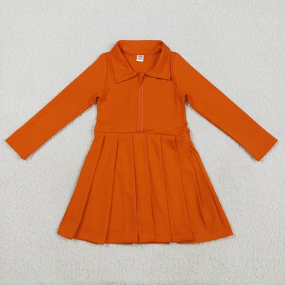 GLD1149 girls long sleeve zipper orange Dress yoga