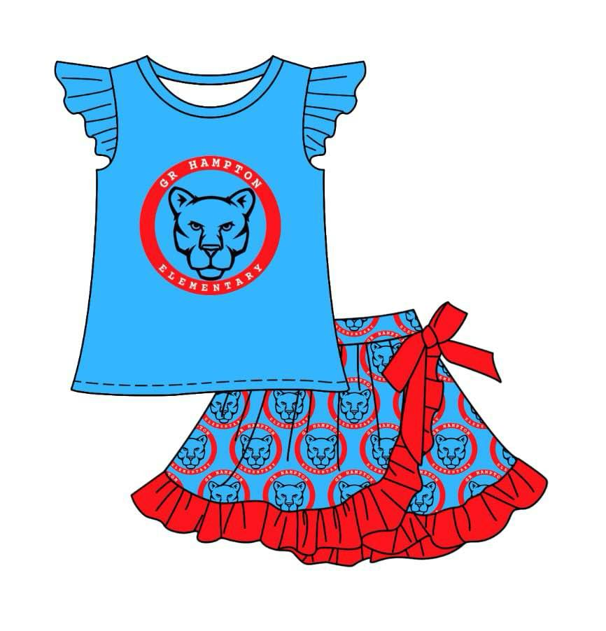 MOQ 3 Custom design baby girls vest skirt team outfits