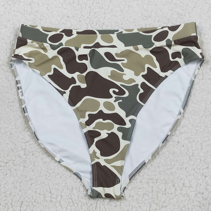 S0571 Adult women brown green camo swimsuit