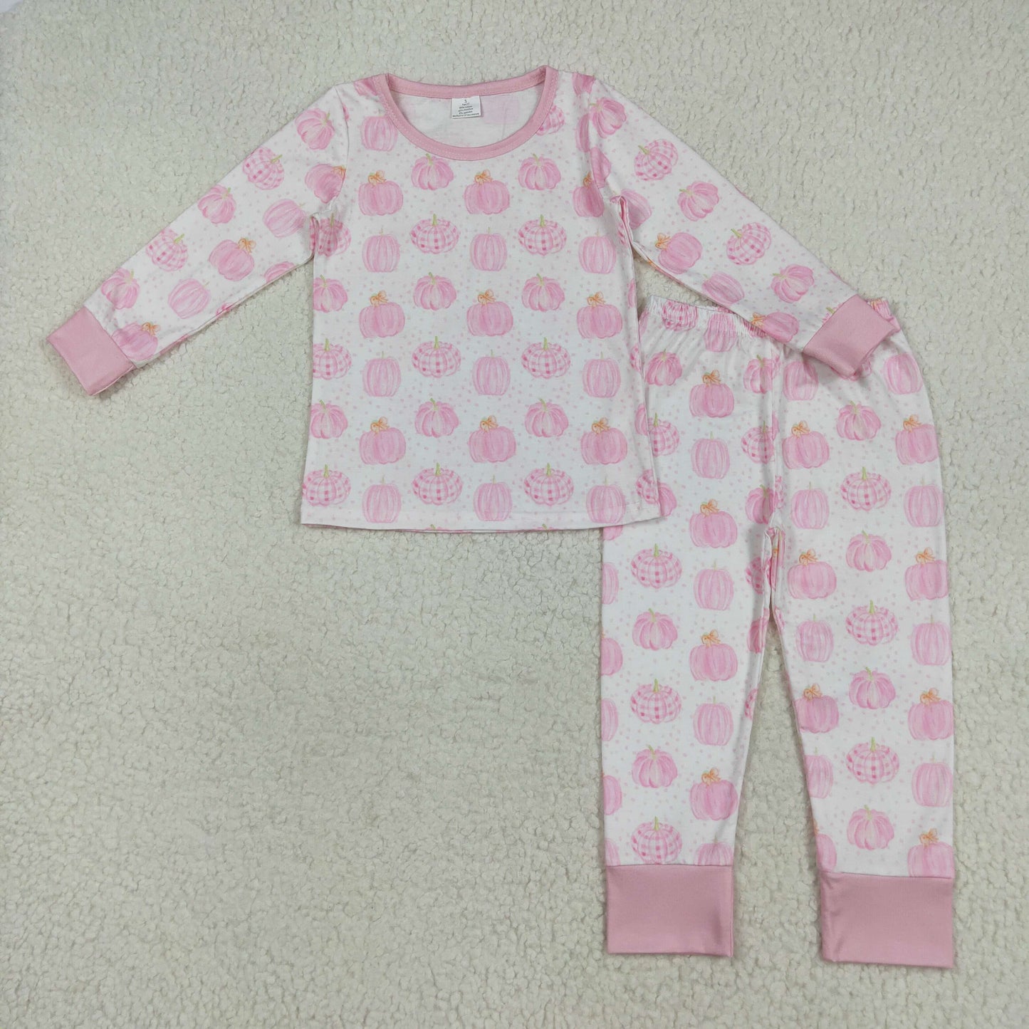 GLP1188 Girls pink pumpkin pajamas bamboo