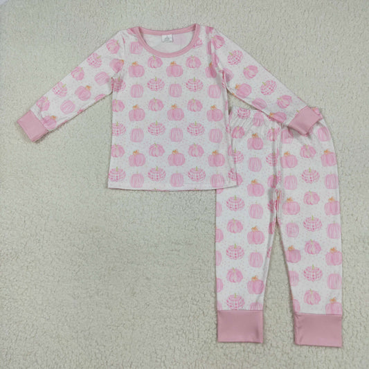 GLP1188 Girls pink pumpkin pajamas bamboo
