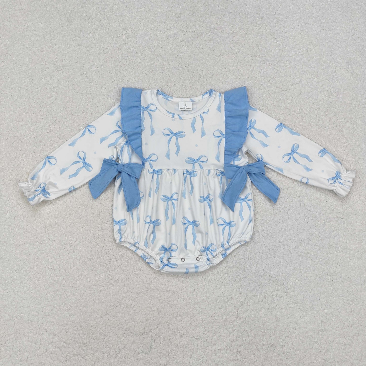 LR2043 Baby girls blue bows romper