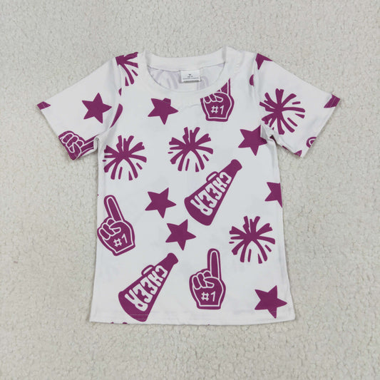 GT0993 Girls purple short sleeve CHEER T-shirt top