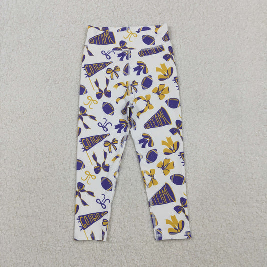 P0848 baby girls purple Cheer long Pants yoga