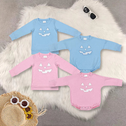 Matching Baby girls boys Halloween smile clothing embroidery