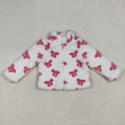 GT1048  Girls rose bow zipper coat